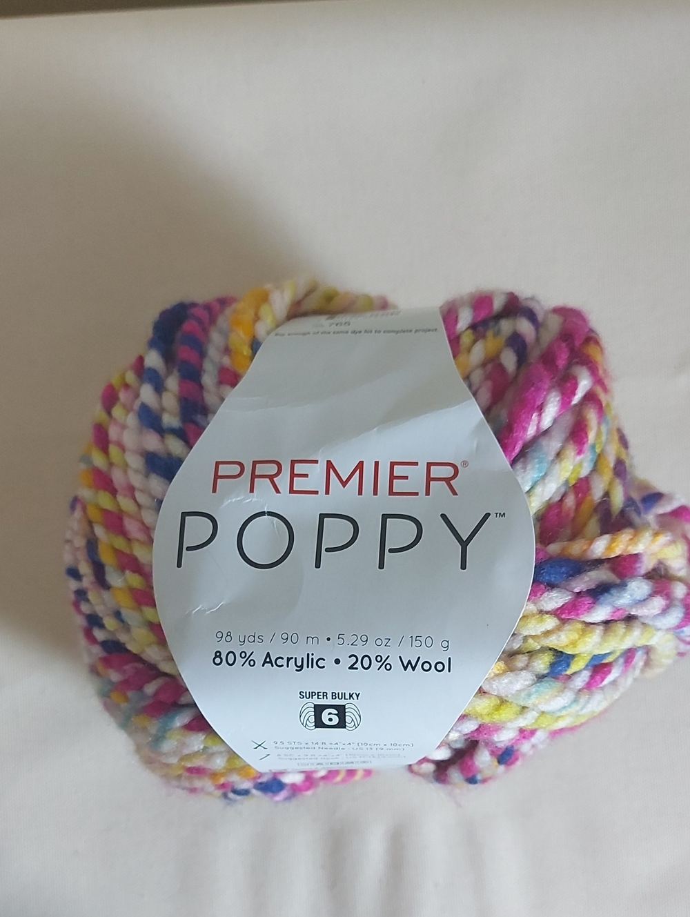 Premier Poppy Multicolor Super Bulky Yarn - Pink, Yellow, Blue, White